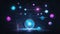 luminous traverse: a vibrant spaceship\\\'s cosmic expedition. ai generated