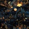 Luminous Urban Nights: Seamless Night Cityscape Pattern