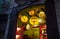 The luminous window of a toy shop