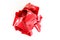 A lump of crumpled used red duct tape on white background