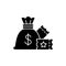Lump-sum payment black glyph icon