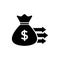 Lump sum payment icon with money bag on white