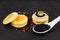 Lumpfish caviar and Homemade pancake canape
