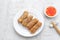 Lumpia Kulit Tahu, chicken shrimp spring rolls