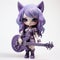 Luna: Purple Cat Doll With Guitar And Purple Wings