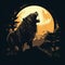 Lunar Anthem: Majestic Lion Roaring Beneath the Full Moon Glow