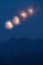 Lunar eclipse over the High Tatra mountains. Time series image