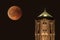 Lunar eclipse watertower Aalsmeer the Netherlands