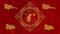 Lunar New Year, Spring Festival background with golden rat, red silk pattern. Chinese new year red paper backdrop for