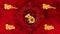 Lunar New Year, Spring Festival background with golden rat, red silk pattern. Chinese new year red paper backdrop for