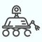 Lunar Rover line icon. Moon exploration buggie with three wheels. World space week design concept, outline style