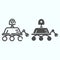 Lunar Rover line and solid icon. Moon exploration buggie with three wheels. World space week design concept, outline
