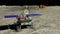 Lunar rover Yutu 2 rolling across the surface of the moon beginning the exploration with the China`s Chang e 4 lunar probe