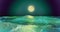 Lunar seascape. night stars moonlight path sea waves greenish color
