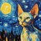 Lunar Serenade Cat and Moon in Oil