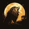 Lunar Serenade: Majestic Lion Roaring Under the Full Moonlight