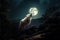 Lunar Serenade Majestic White Wolf Howling at the Moon. created with Generative AI