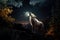 Lunar Serenade Majestic White Wolf Howling at the Moon. created with Generative AI