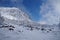 Lunar snowy mountainside landscape in France