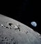 The lunar surface, taken from a corner, with the preserved footprints of the astronauts