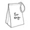 Lunch bag. Reusable textile eco lunch bag. Cotton food bag concept. Sketch drawing.