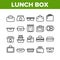 Lunch Box Collection Elements Icons Set Vector