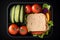 Lunch box sandwich vegetables. Generate Ai