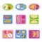 Lunch boxes. Food containers with fish, meal eggs sliced fresh fruits vegetables sandwich for kids breakfast. Vector