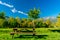 A lunch break area at Vall d`en Bas Catalonia, Spain.