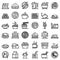 Lunch icons set, outline style