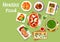 Lunch meal dishes icon for healthy food design