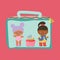 Lunchbox with cute baby dolls and a cupcake