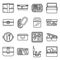 Lunchbox icon set, outline style