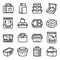 Lunchbox icons set, outline style