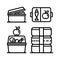 Lunchbox outline icon set 4