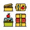 Lunchbox outline icon set 4