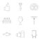 Lunchtime icons set, outline style