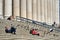 Lunchtime on the steps of the General Post Office Building in Midtown Manhattan.