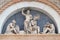 Lunette of the Resurrection, facade of San Petronio Basilica in Bologna