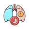 lung or breathing problems color icon vector illustration