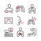 Lung Cancer. . Symptoms, Causes, Treatment. Line icons set. Vector signs for web graphics.