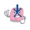 Lung cartoon character design showing OK finger