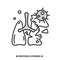 Lung damage icon. Covid molecule attacking lungs, disease effects simple vector illustration