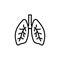 Lung human line icon, respiratory system healthy lungs anatomy flat medical organ icon