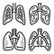 Lung icon set, outline style