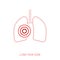 Lung inflammation, pain, angriness sign. Editable vector illustration in modern outline style