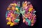 Lung made of colorful flowers, Generative AI