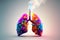 lung painting ideas On bright background. advanced 3D rendering. Generative AI