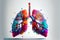 lung painting ideas On bright background. advanced 3D rendering. Generative AI