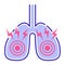 Lungs with acute pain color line icon. Disease of the human internal organ. Health problem. Sign for web page, mobile app, banner